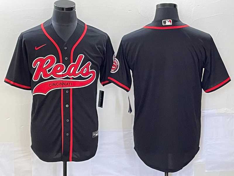 Mens Cincinnati Reds Black With Patch Cool Base Stitched Baseball Jersey->cincinnati reds->MLB Jersey